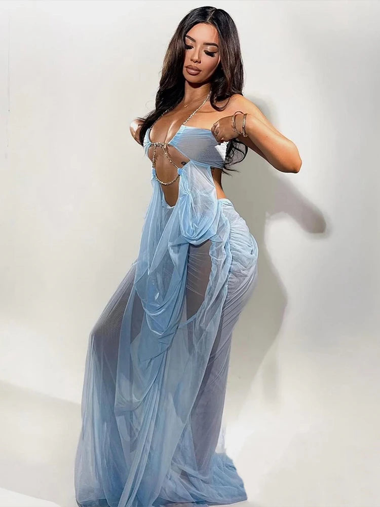 Aura Chain Halter Gown