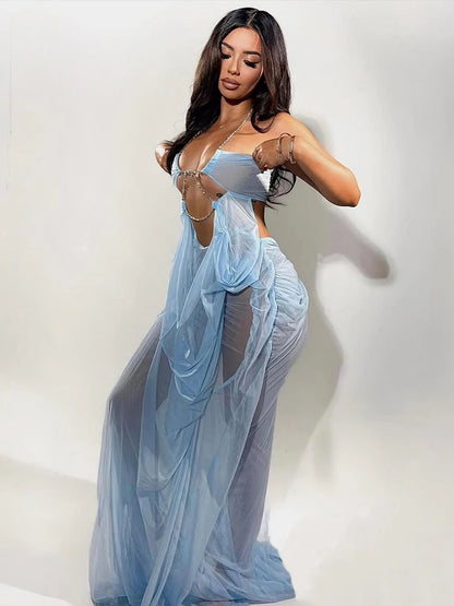 Aura Chain Halter Gown