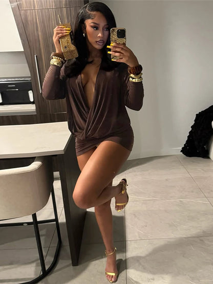 After Hours Deep V Mini
Dress