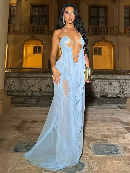 Aura Chain Halter Gown