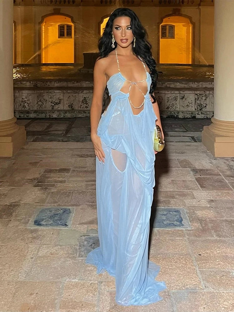 Aura Chain Halter Gown