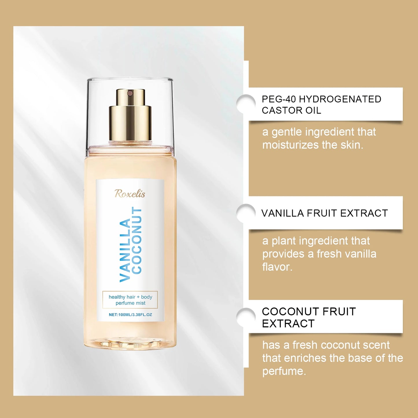 Coconut Vanilla Perfume
Mist | Light Tropical Body
Spray