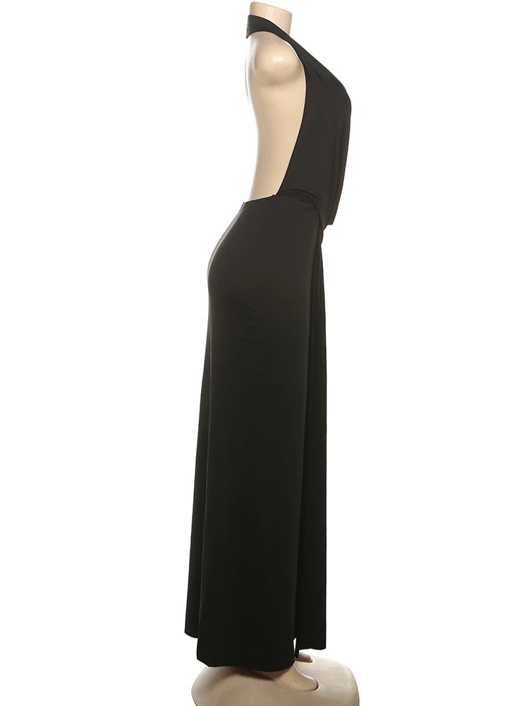 Vacay Halter Maxi Dress | Deep V Backless Summer Dress
