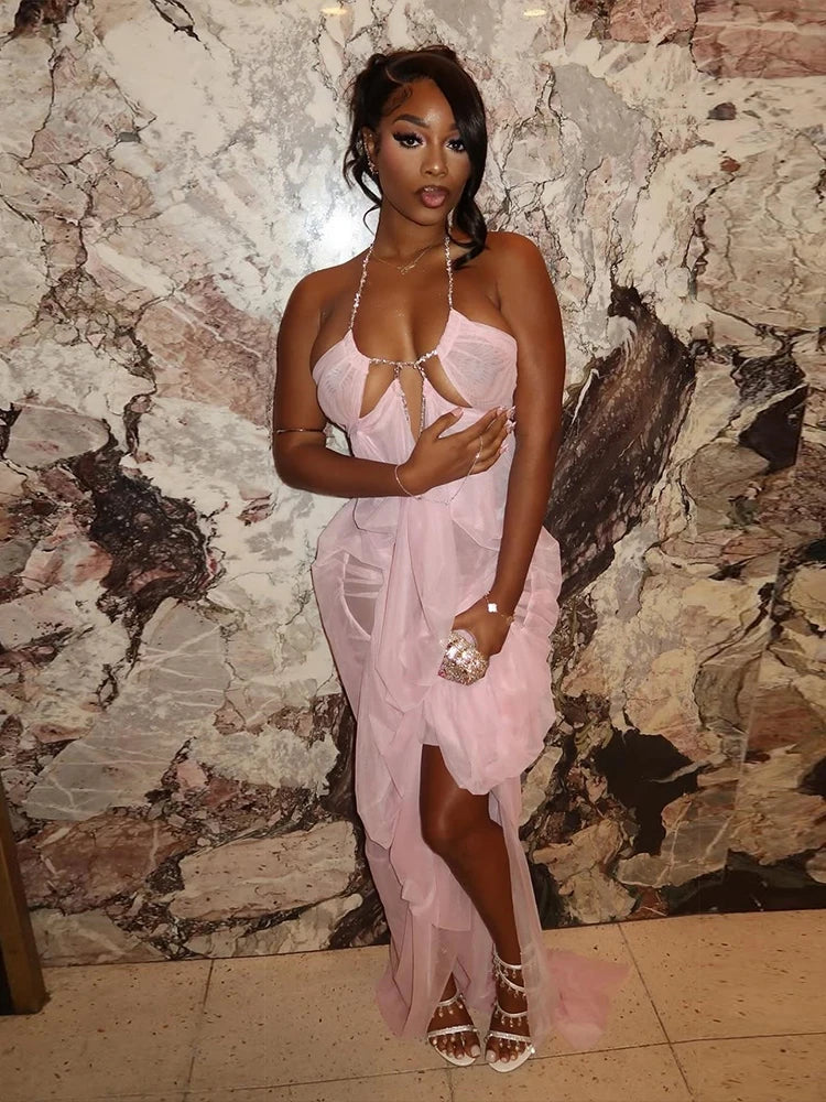 Aura Chain Halter Gown
