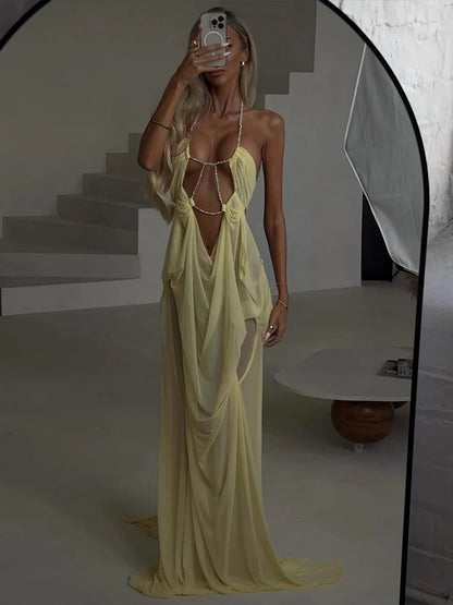 Aura Chain Halter Gown