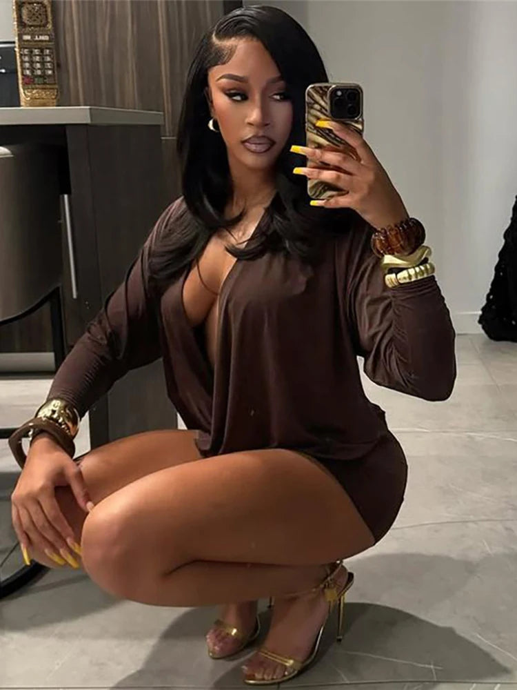 After Hours Deep V Mini
Dress