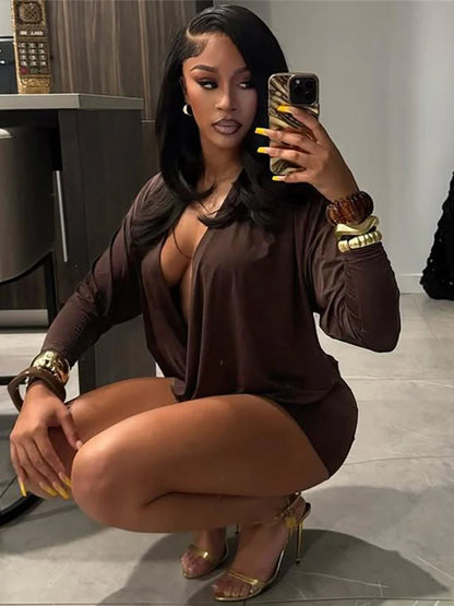 After Hours Deep V Mini
Dress