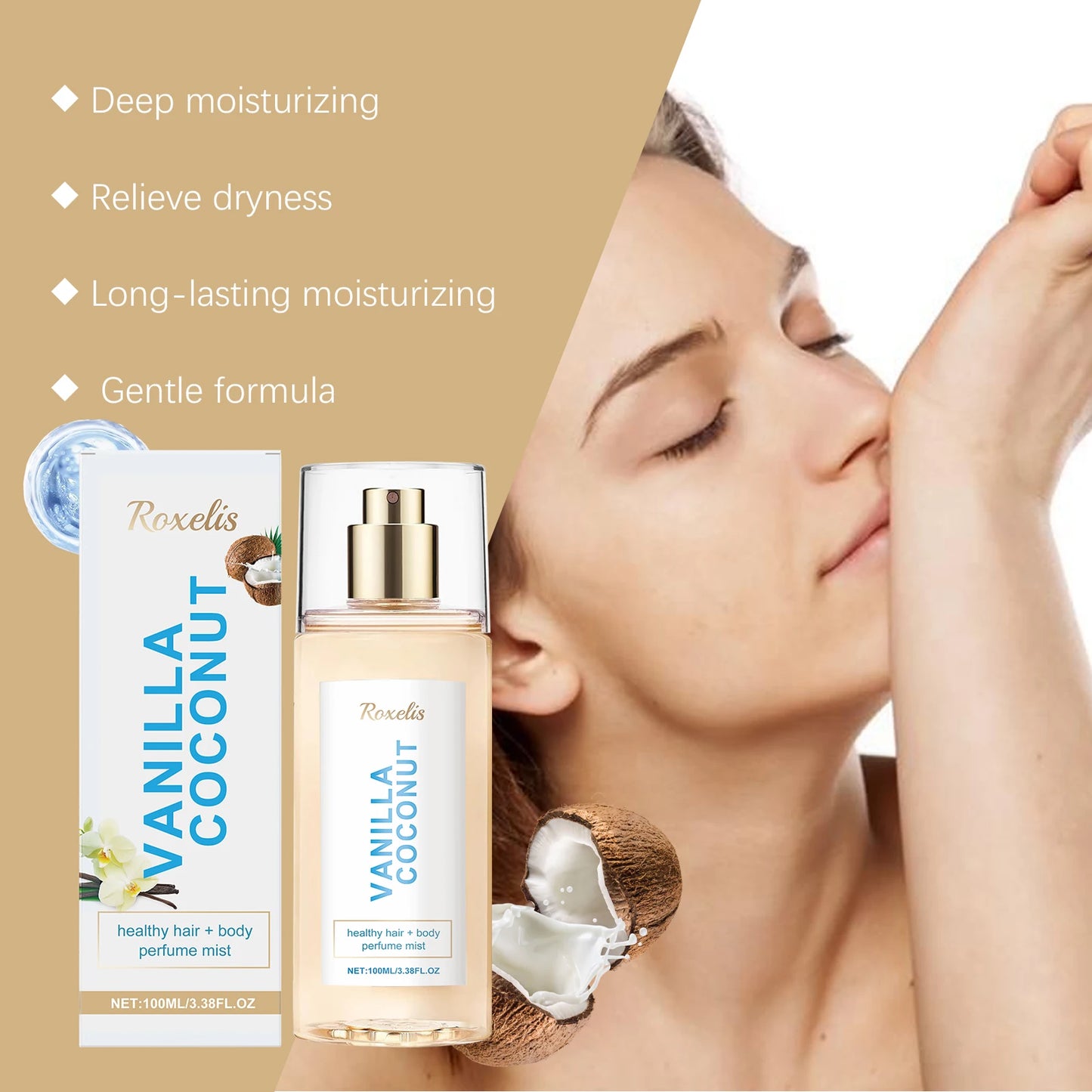 Coconut Vanilla Perfume
Mist | Light Tropical Body
Spray