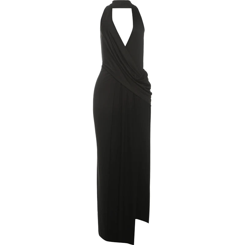 Vacay Halter Maxi Dress | Deep V Backless Summer Dress