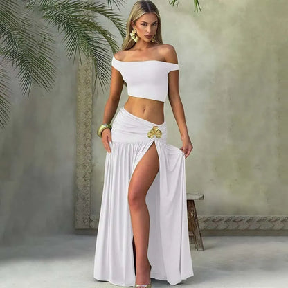 white 2-piece set:
Santorini Slit Two-Piece Set
