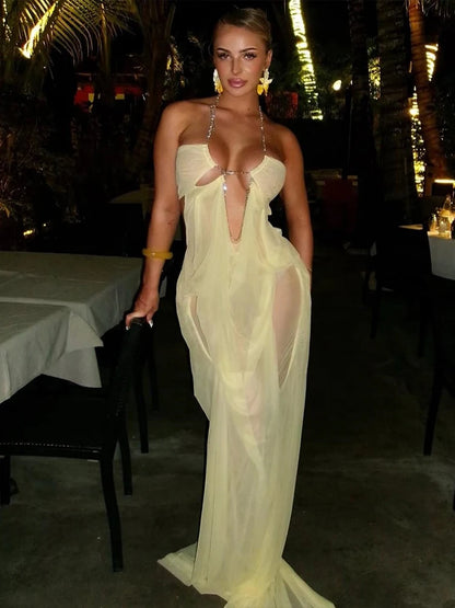 Aura Chain Halter Gown