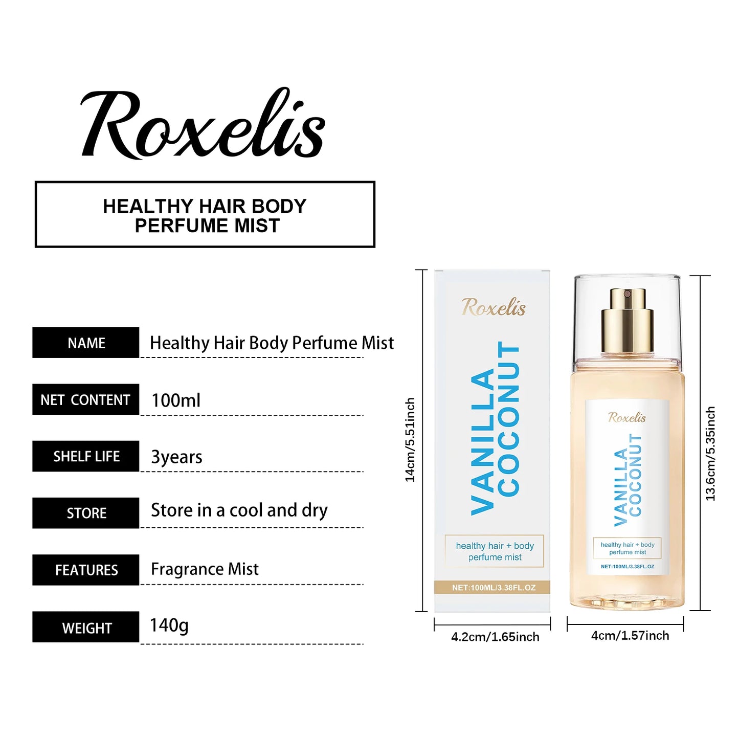 Coconut Vanilla Perfume
Mist | Light Tropical Body
Spray