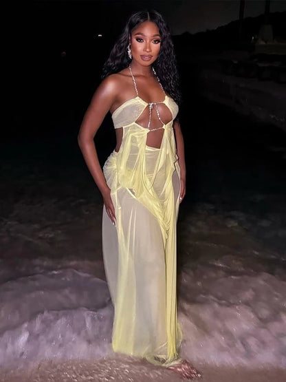 Aura Chain Halter Gown