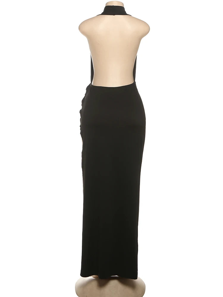 Vacay Halter Maxi Dress | Deep V Backless Summer Dress