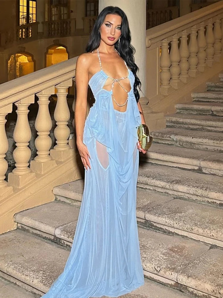 Aura Chain Halter Gown